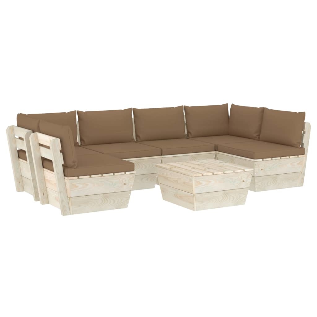 vidaXL 7-delige Loungeset met kussens pallet vurenhout