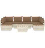 VidaXL 7-delige Loungeset met kussens pallet vurenhout