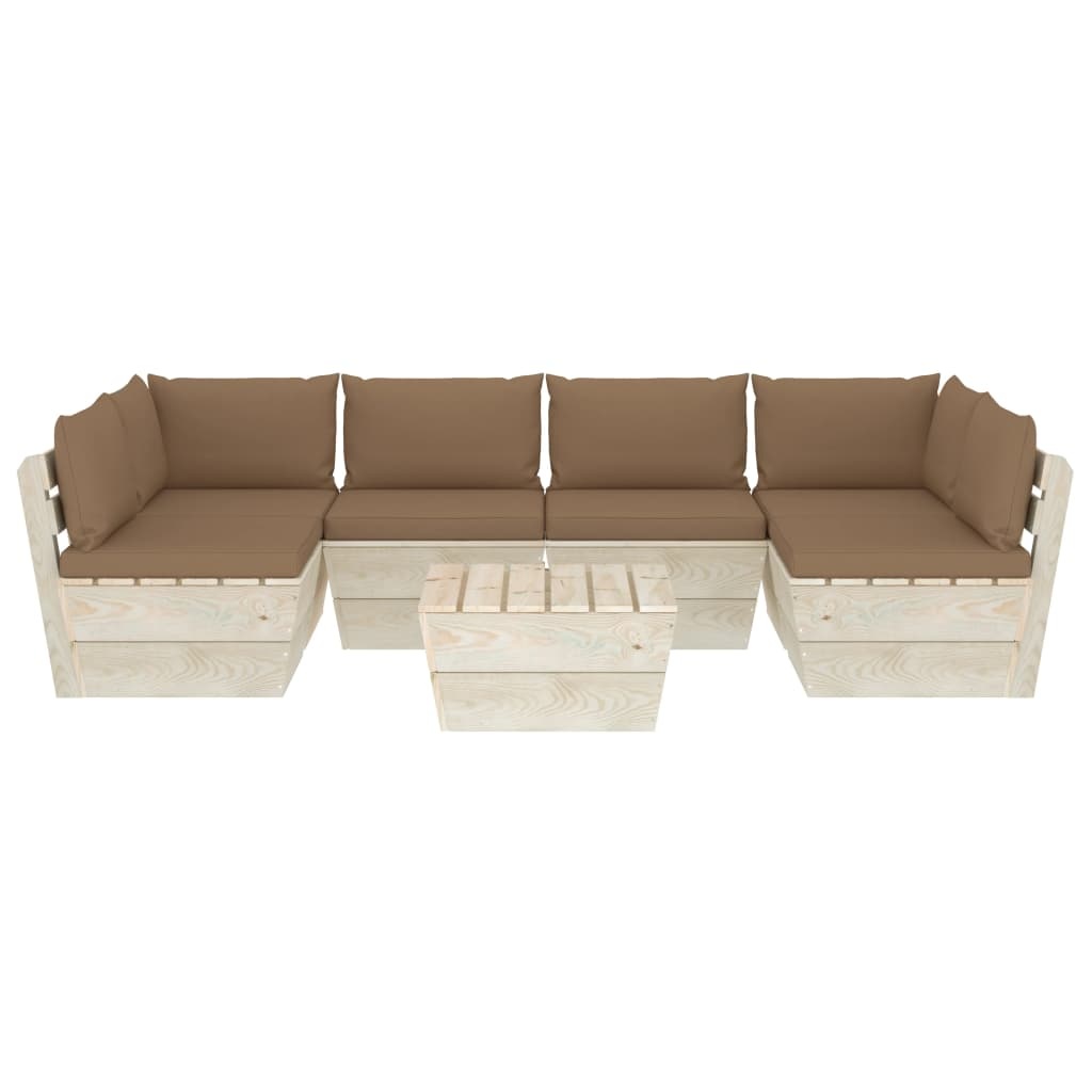 VidaXL 7-delige Loungeset met kussens pallet vurenhout