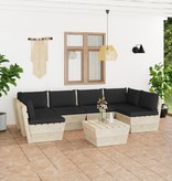 VidaXL 7-delige Loungeset met kussens pallet vurenhout