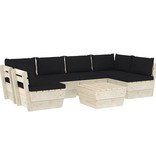VidaXL 7-delige Loungeset met kussens pallet vurenhout