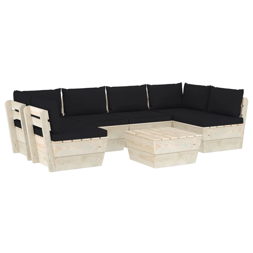 VidaXL 7-delige Loungeset met kussens pallet vurenhout