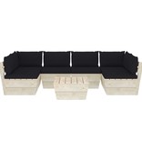 VidaXL 7-delige Loungeset met kussens pallet vurenhout