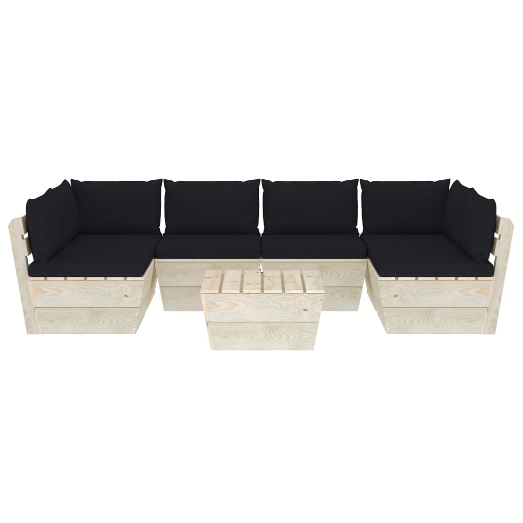 VidaXL 7-delige Loungeset met kussens pallet vurenhout