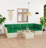 VidaXL 7-delige Loungeset met kussens pallet vurenhout