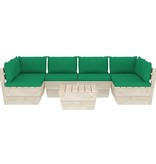 VidaXL 7-delige Loungeset met kussens pallet vurenhout