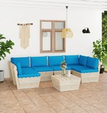 VidaXL 7-delige Loungeset met kussens pallet vurenhout