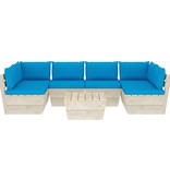 VidaXL 7-delige Loungeset met kussens pallet vurenhout