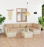 VidaXL 7-delige Loungeset met kussens pallet vurenhout