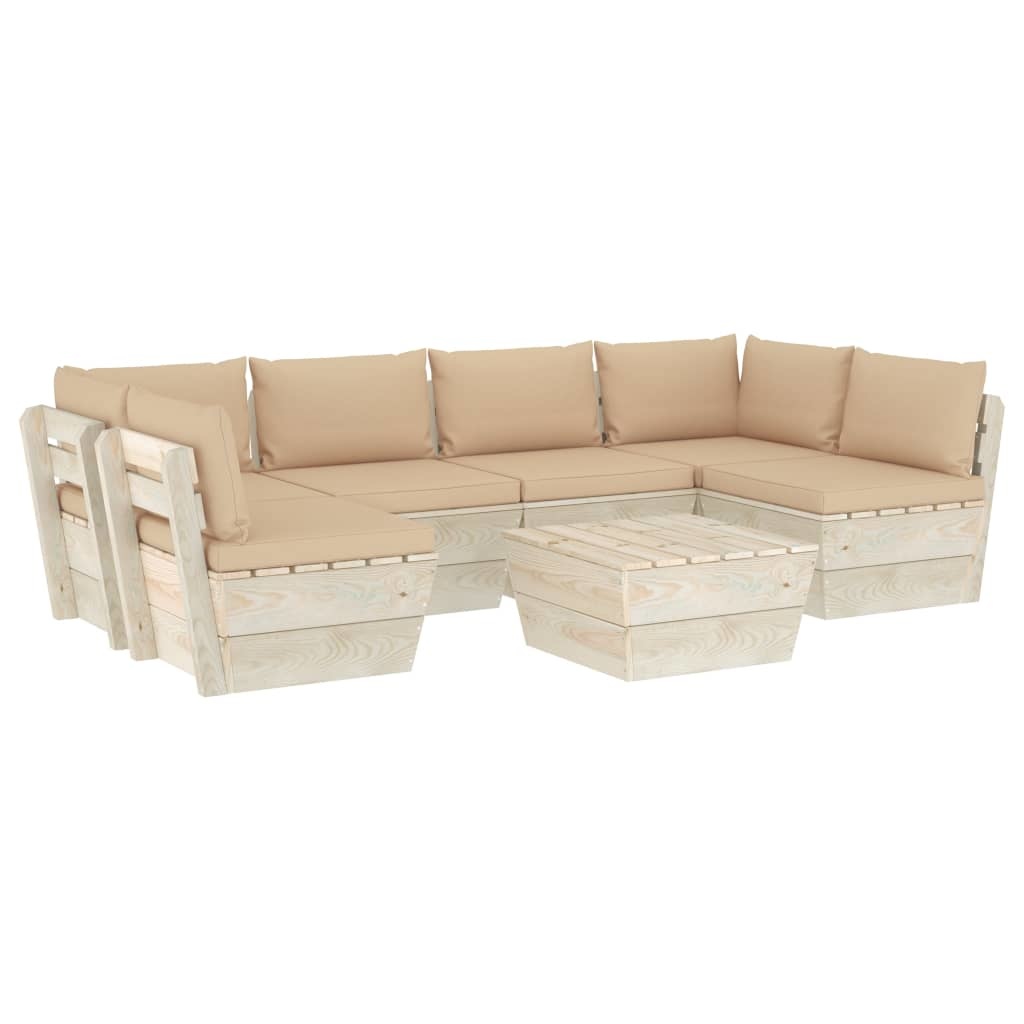 VidaXL 7-delige Loungeset met kussens pallet vurenhout