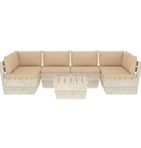 VidaXL 7-delige Loungeset met kussens pallet vurenhout