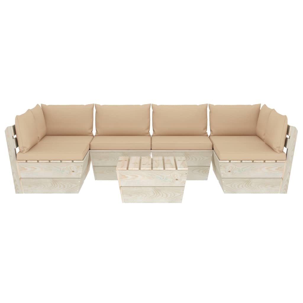 VidaXL 7-delige Loungeset met kussens pallet vurenhout