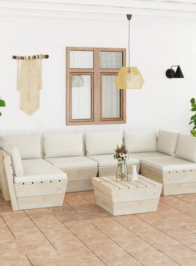 VidaXL 7-delige Loungeset met kussens pallet vurenhout