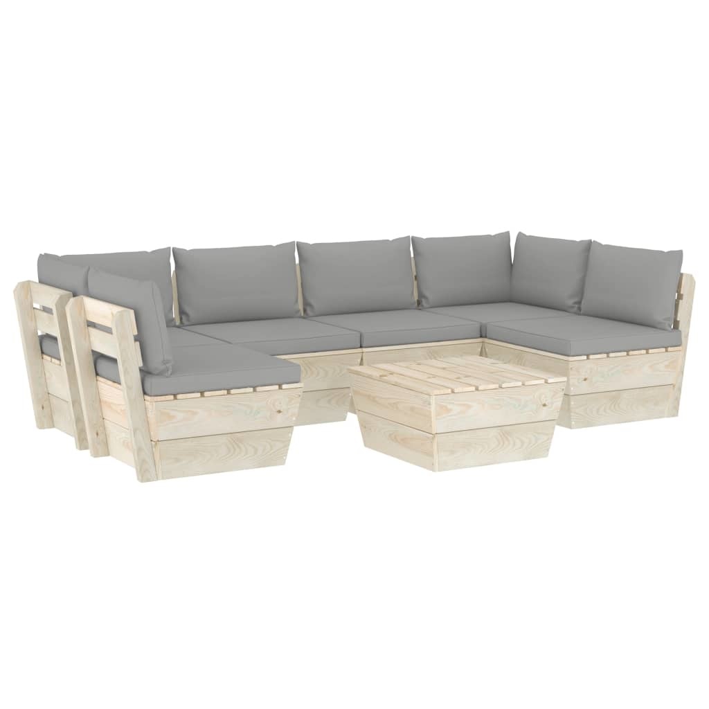VidaXL 7-delige Loungeset met kussens pallet vurenhout