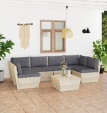 VidaXL 7-delige Loungeset met kussens pallet vurenhout