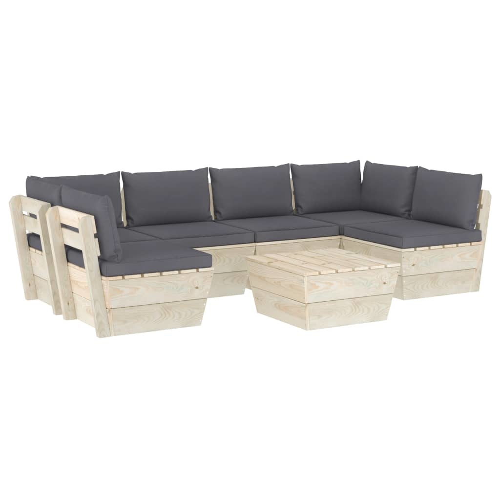 VidaXL 7-delige Loungeset met kussens pallet vurenhout