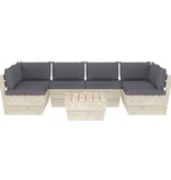 VidaXL 7-delige Loungeset met kussens pallet vurenhout