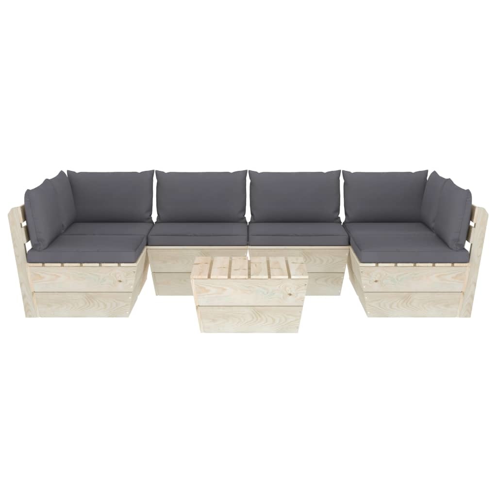 VidaXL 7-delige Loungeset met kussens pallet vurenhout