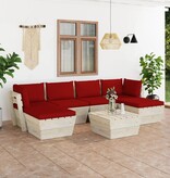 VidaXL 7-delige Loungeset met kussens pallet vurenhout
