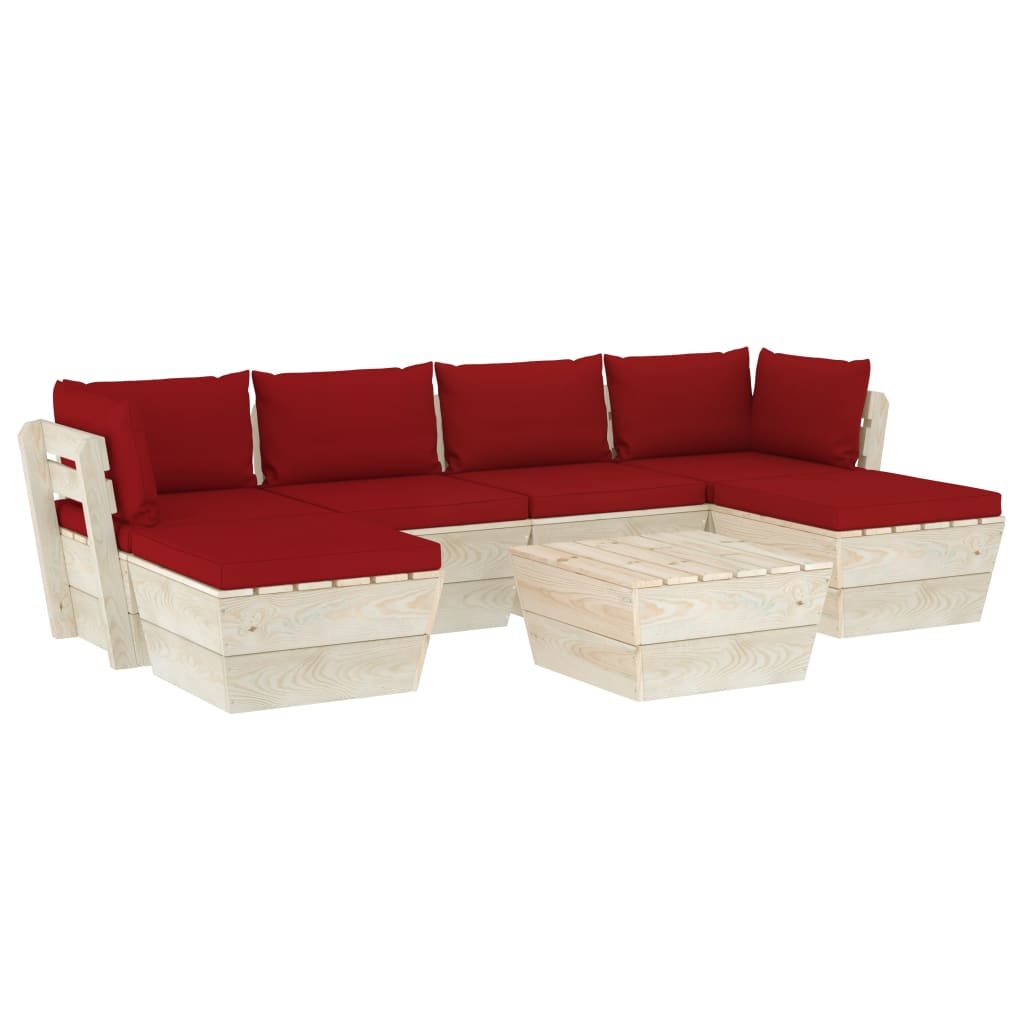 VidaXL 7-delige Loungeset met kussens pallet vurenhout