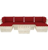VidaXL 7-delige Loungeset met kussens pallet vurenhout