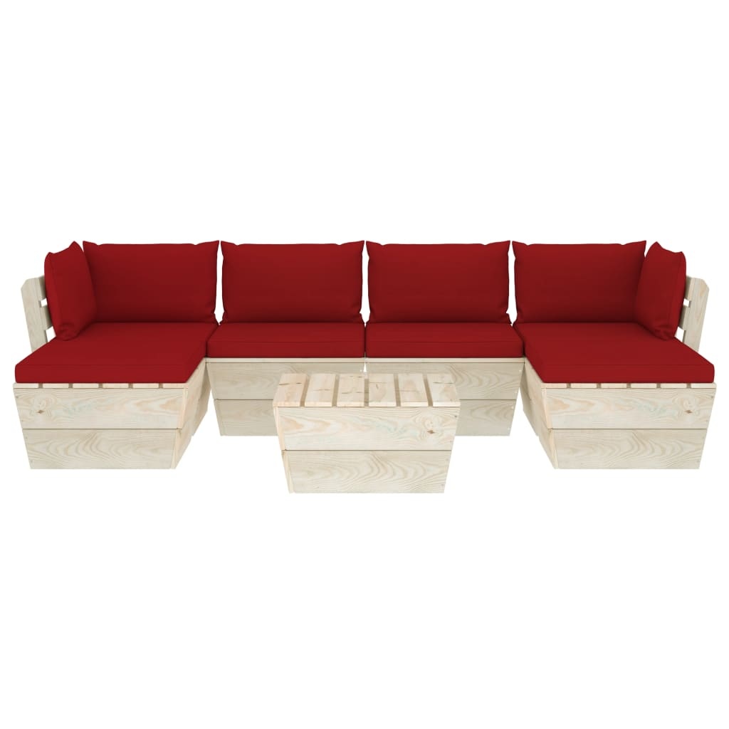VidaXL 7-delige Loungeset met kussens pallet vurenhout