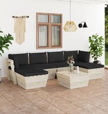 VidaXL 7-delige Loungeset met kussens pallet vurenhout