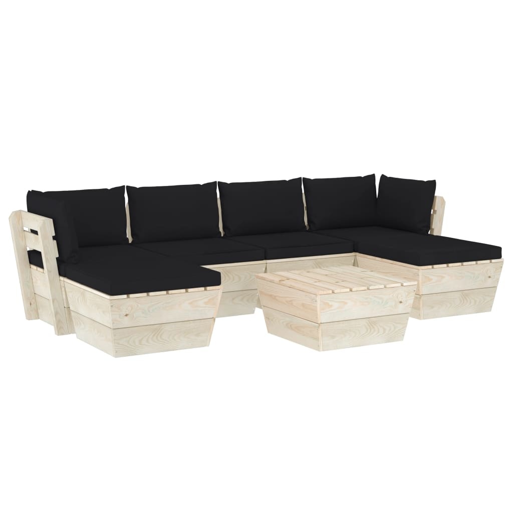 VidaXL 7-delige Loungeset met kussens pallet vurenhout