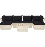 VidaXL 7-delige Loungeset met kussens pallet vurenhout