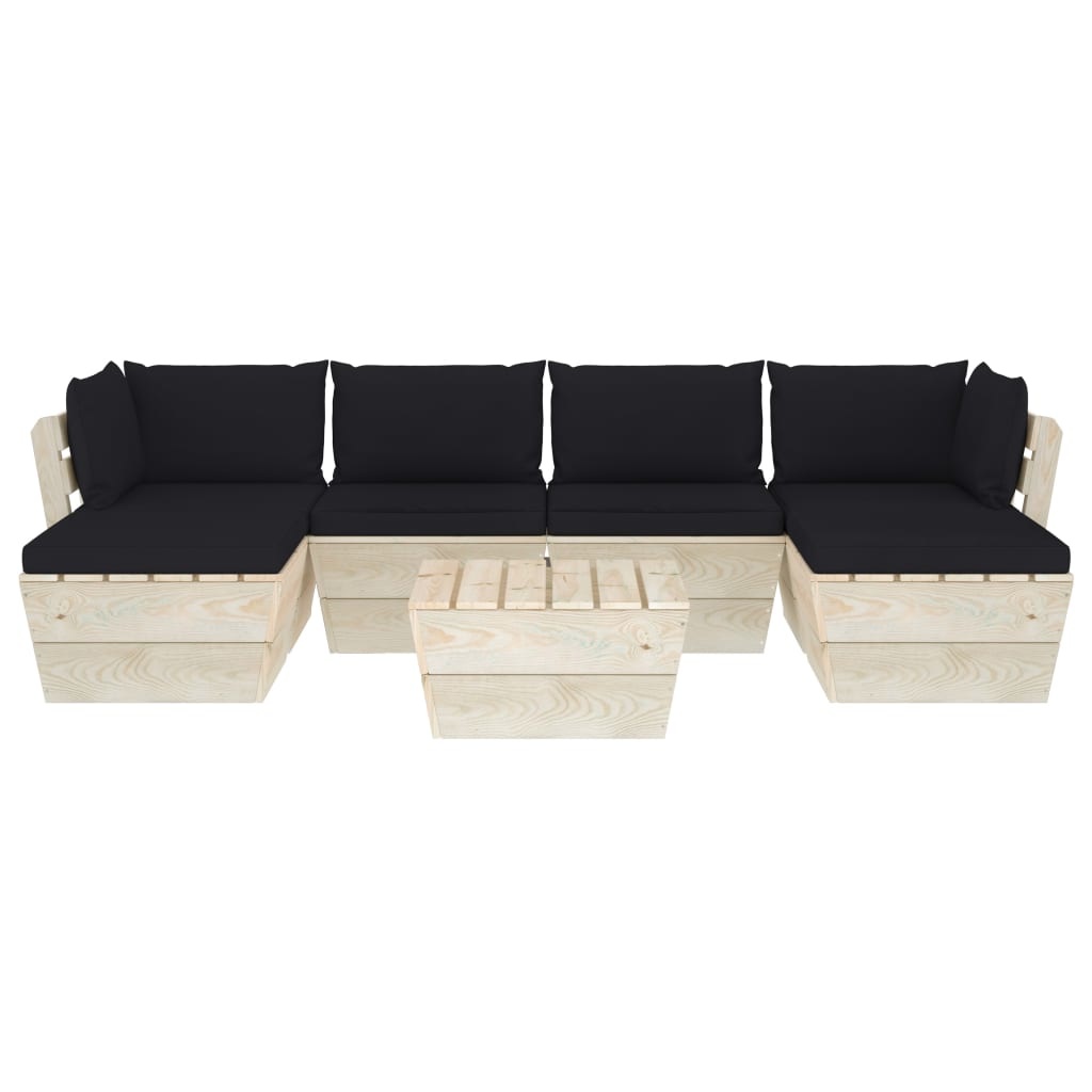 VidaXL 7-delige Loungeset met kussens pallet vurenhout