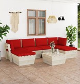 VidaXL 7-delige Loungeset met kussens pallet vurenhout