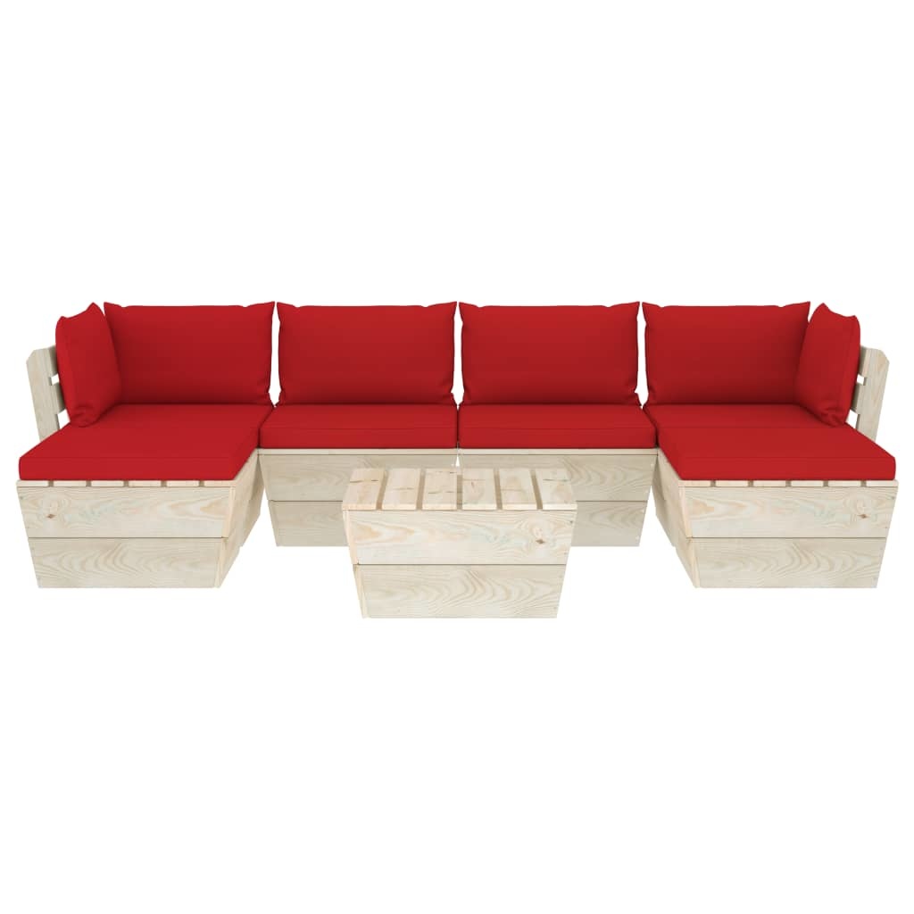 VidaXL 7-delige Loungeset met kussens pallet vurenhout