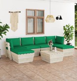 VidaXL 7-delige Loungeset met kussens pallet vurenhout