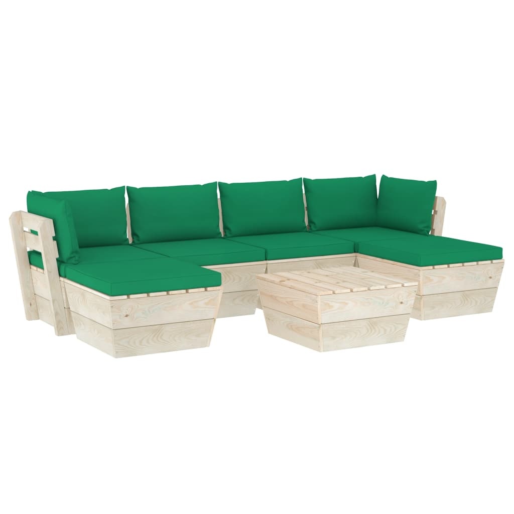 VidaXL 7-delige Loungeset met kussens pallet vurenhout