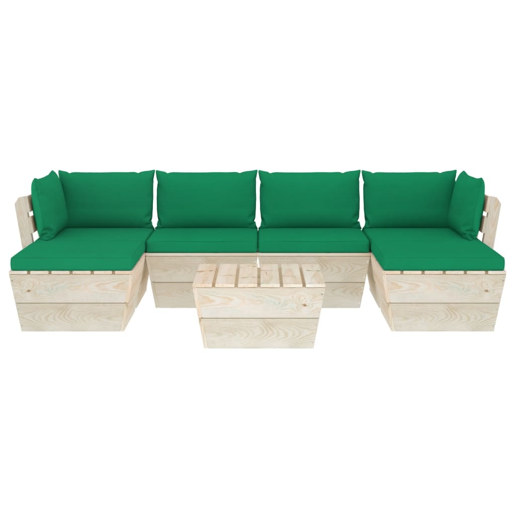 VidaXL 7-delige Loungeset met kussens pallet vurenhout