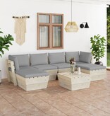 VidaXL 7-delige Loungeset met kussens pallet vurenhout