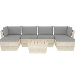 VidaXL 7-delige Loungeset met kussens pallet vurenhout