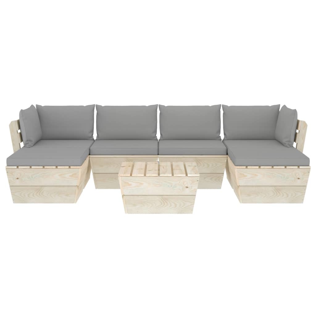 VidaXL 7-delige Loungeset met kussens pallet vurenhout