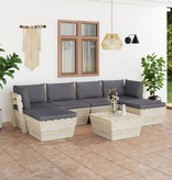VidaXL 7-delige Loungeset met kussens pallet vurenhout