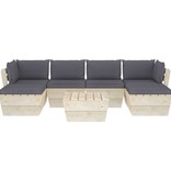 VidaXL 7-delige Loungeset met kussens pallet vurenhout
