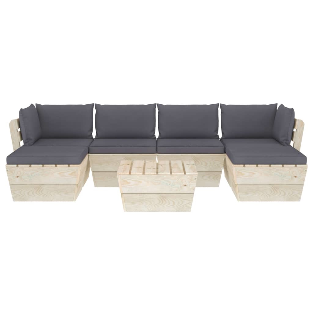 VidaXL 7-delige Loungeset met kussens pallet vurenhout