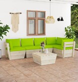 VidaXL 6-delige Loungeset met kussens pallet vurenhout