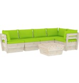 VidaXL 6-delige Loungeset met kussens pallet vurenhout