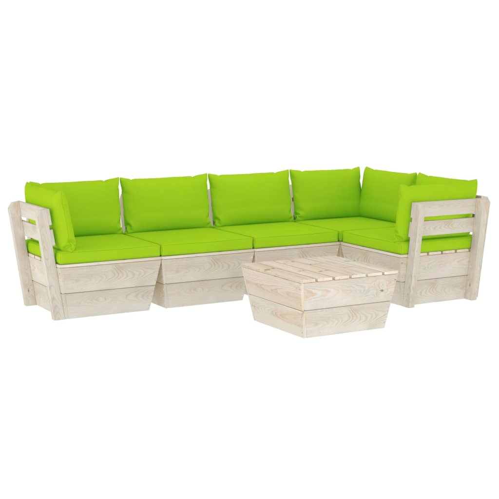 VidaXL 6-delige Loungeset met kussens pallet vurenhout