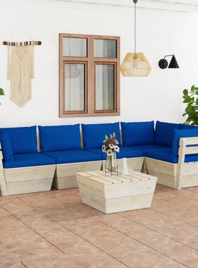 VidaXL 6-delige Loungeset met kussens pallet vurenhout