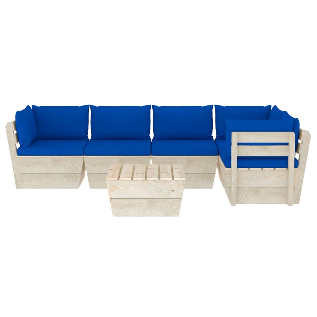 VidaXL 6-delige Loungeset met kussens pallet vurenhout