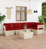 VidaXL 6-delige Loungeset met kussens pallet vurenhout