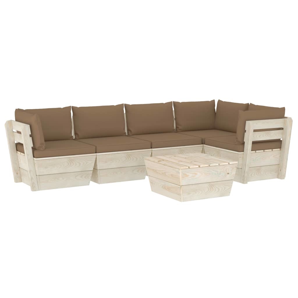 VidaXL 6-delige Loungeset met kussens pallet vurenhout