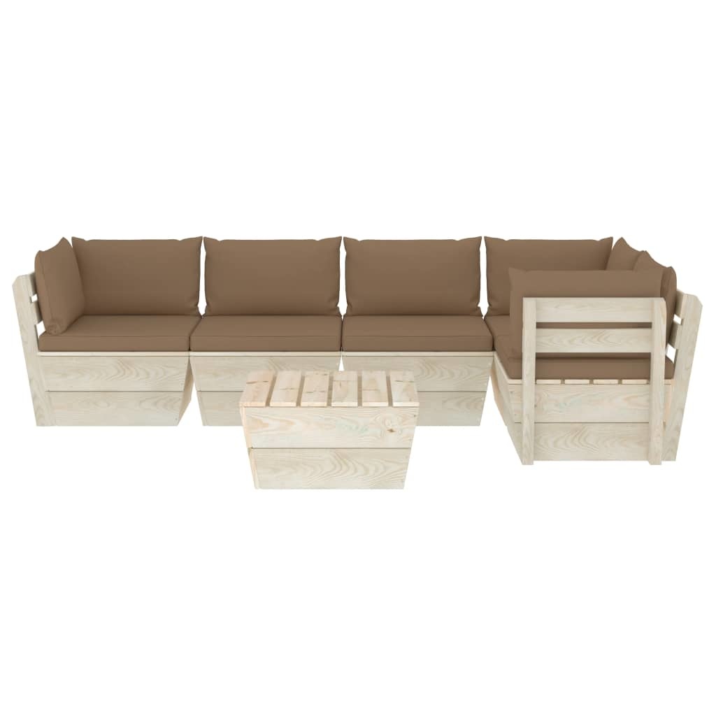 VidaXL 6-delige Loungeset met kussens pallet vurenhout