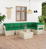 VidaXL 6-delige Loungeset met kussens pallet vurenhout